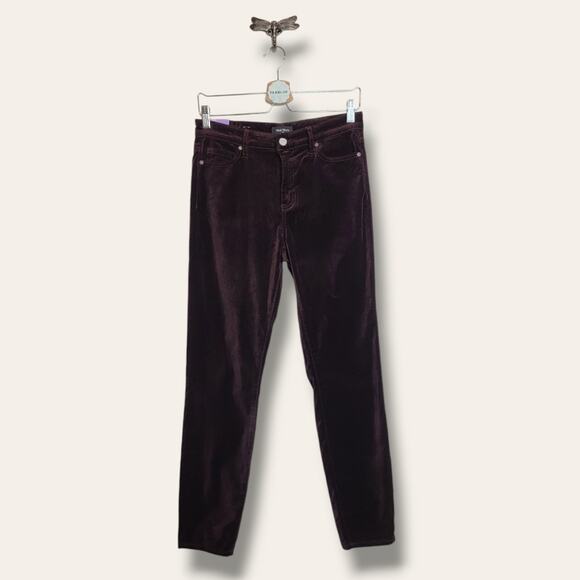 🔴 3/$25 Well Worn High-Rise Luxe Velvet Tapered Pant – Purple Size 28 - Picture 1 of 13